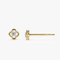Pendientes de Diamantes con Corte Brillante en Forma de Trébol de Cuatro Hojas DHANI JEWELS, Oro Blanco, Amarillo y Rosa de 14K, Chapados en Oro, Claridad SI, Venta al Por Mayor