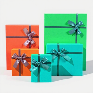 Customized Gift Boxes Rectangle With Ribbon For Birthday Holiday Packaging Empty Color <b>Paper</b> Boxes - Product Image 1