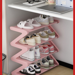 Z Shape Shoe Rack Multi Layer <b>Storage</b> <b>Shelf</b> <b>Plastic</b> Freestanding Easy Assemble For Home Entryway Student Dormitory - Product Image 5