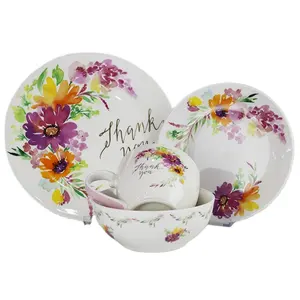 16 pcs Hand painted flora design New bone china Dinner Set