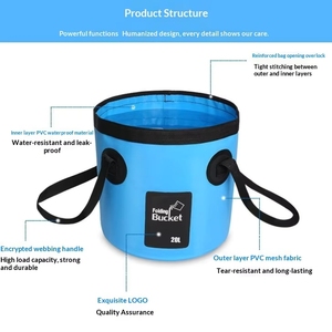 Seau de stockage d'<span class=keywords><strong>eau</strong></span> pliable et étanche, sac portable, adapté pour le camping, la pêche, les pique-niques, le nettoyage domestique - Product Image 1
