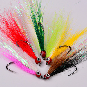 5 cái/túi câu cá bucktail trêu ghẹo đuôi <span class=keywords><strong>Jig</strong></span> móc với 3D mắt Mylar Flash câu cá trêu ghẹo flyfishing lures - Product Image 2