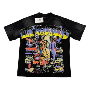 Camisetas Vintage de Algodón 100% para Hombre, Estilo Hip Hop Oversize con Pedrería de Alta Gama, Impresión DTG, Streetwear, 240g, Tejido, Colección 2026 Life Hustlers - Product Image 1
