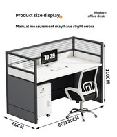 Poste de travail moderne multi-personnes pour salon, avec cloison, tiroirs et armoire, en bois de haute qualité et durable