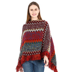Mode américaine chaud hiver femmes châle pull <span class=keywords><strong>Mohair</strong></span> fourrure fil coloré tricoté <span class=keywords><strong>Poncho</strong></span> avec pompon pull <span class=keywords><strong>Poncho</strong></span> - Product Image 4