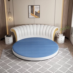 Muebles de Dormitorio para el Hogar Cama de Diseño Moderno con Respaldo Suave Precio al por Mayor Cama Doble Redonda de Madera Tamaño King Personalizada en Venta - Product Image 4