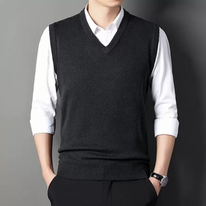 Custom Logo Oem <strong>Men</strong> Knit Top <strong>Men's</strong> <strong>V</strong> <strong>Neck</strong> Winter Knitwear Casual Slim Fit <strong>Jumper</strong> Pullover Solid <strong>Sleeveless</strong> Knitted Sweater Vest - Product Image 6