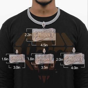 Tùy chỉnh tên ban đầu thư Iced ra vua cờ vua mảnh mặt dây chuyền Bling vvs moissanite kim cương S925 Bạc hip-hop đồ trang sức - Product Image 6