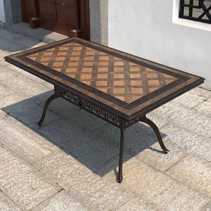 Silla de mesa para exteriores, patio al aire libre, Villa, patio, terraza impermeable, azulejo de cerámica de aluminio fundido, combinación de silla de escritorio larga - Product Image 5