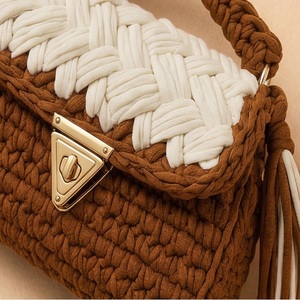 Vintage Style Brown Braided Handmade Luxury Ethnic Stylish Button Crochet Single Strap Purse <b>Boho</b> Shoulder <b>Bag</b> Cotton Cord - Product Image 3