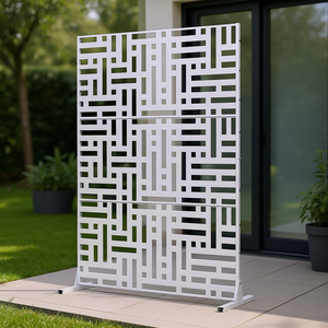 Paravent extérieur en métal blanc 47 po x 76 po, design contemporain pour porte patio et fenêtre, facile à installer - Product Image 2