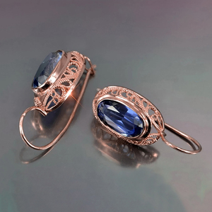 Caoshi Bohemia Mô Hình Phong Cách Hollow Thiết Kế Zircon Bông Tai Cô Dâu Đám Cưới Màu Đỏ/Màu Xanh Pha Lê Rose Mạ Vàng Thả Bông Tai Phụ Nữ - Product Image 6