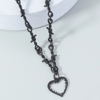 Collier ras du cou Punk en fil de fer pour femmes et hommes, Hip-hop gothique, pendentif cœur, petites épines, chaîne ras du cou, bijoux