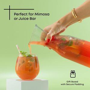 Carafe et Pichet en Verre Réutilisables 500 ml 1000 ml à Large Ouverture Transparente avec Couvercle pour Bar à Mimosa, Eau, Thé Glacé, Jus, Vin, Limonade - Product Image 3