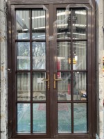 Porte extérieure en aluminium composite de haute qualité avec design à coins arrondis, porte en bois à battants, porte en verre pour maison, villa, hôtel