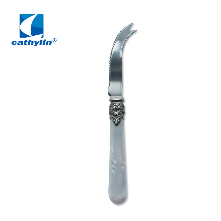 Elegant stainless steel plastic handle marble cake cutter and knife server set wedding cheese tools