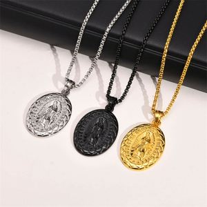 Hot Sale Products Stainless Steel <b>Men</b> <b>Necklace</b> Virgin Mary Oval Pendant <b>Necklace</b> - Product Image 6