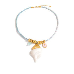 สร้อยคอเชือกหลากสี จี้เปลือกหอย สายเชือกฝ้าย สไตล์โบฮีเมียน สร้อยคอคลาวิเคิล หรูหราเบาๆ ธีมมหาสมุทร เครื่องประดับ - Product Image 5