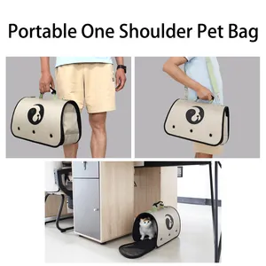 बिल्लियों, कुत्तों और पालतू जानवरों के आसान भंडारण के लिए कंधे और पीठ पर कई सांस लेने योग्य छेद वाला विस्तार योग्य कार बैग