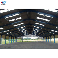 Structure de hangar en acier préfabriqué, bâtiments d'entrepôt en acier préfabriqués à grande portée