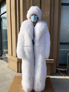 Cappotto da <span class=keywords><strong>Donna</strong></span> Invernale Caldo in Vera Lana Personalizzato e <span class=keywords><strong>Colorato</strong></span> a Prezzo di Fabbrica, Lussuoso Cappotto Lungo da <span class=keywords><strong>Donna</strong></span> in Vera Pelliccia di Agnello Mongolo Stile Mopping - Product Image 3