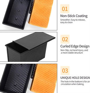 Molde de Metal Rectangular Personalizado para Pan, Caja de Almacenamiento de Pan, Bandeja para Hornear Pan Tostado con Tapa - Product Image 2