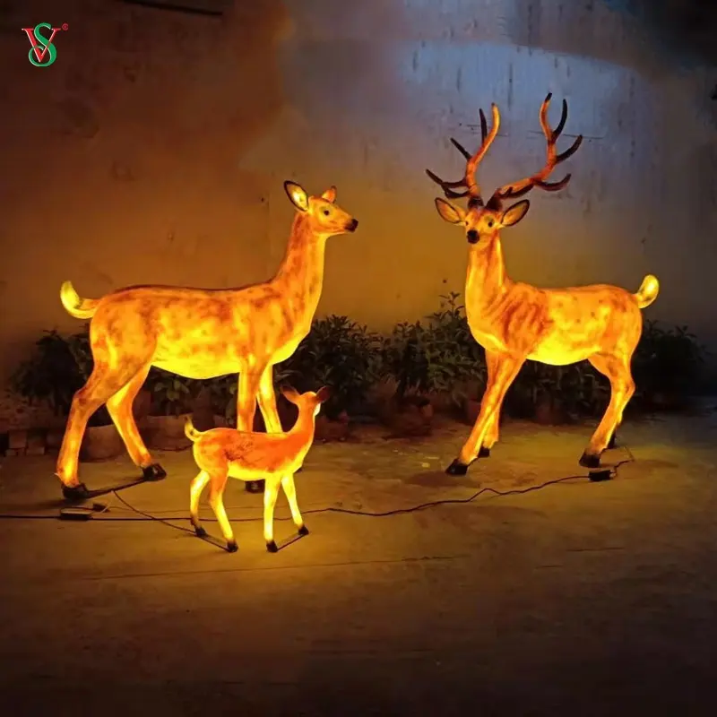 Lifesize Art Craft Fiberglass LED Reindeer Statue Resin Animal