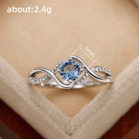 Bague de fiançailles classique pour femmes, bague en Zircon bleu, bijoux de luxe légers à la mode, cadeau d'anniversaire GJZ0237