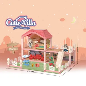 Miniatura casa de boneca fabricantes atacados, crianças jogo papel casa de sonho de gelo kit de luxo casa de boneca castelo de barbi