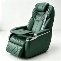 Siège Capitaine en Cuir Nappa Vert Foncé avec Table Pliante et Fonction Électrique pour Modification MPV - Siège de Luxe pour Intérieur Automobile