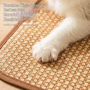 Alas Tidur Pendingin Hewan Peliharaan Musim Panas Modern, Anyaman Rotan Alami untuk Anjing & Kucing, Bernapas & Menyerap Panas - Product Image 5