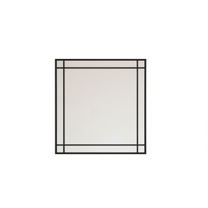 Miroir mural carré moderne 24x24 pouces en verre noir encadré décoratif pour l'intérieur de la maison - Product Image 1