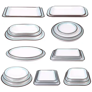 Chất Lượng Cao Melamine Tấm Thiết Lập Cho Bữa Ăn Tối Bên Màu Sắc Cổ Điển Men Tùy Chỉnh In Melamine Tấm Vòng Melamine Đồ Ăn