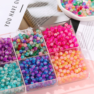 Perles de verre craquelées dorées éclatantes de 8 mm, perles dispersées pour la fabrication de bracelets DIY, fournitures de bijouterie artisanale - Product Image 4