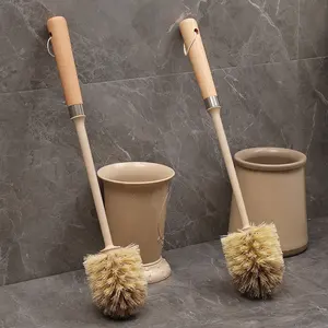 Household Toilet Cleaning Brush Set With Base Toilet Brush Wooden Toilet Brush And Holder