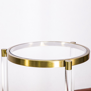 Tavolino da Caffè in Acrilico <span class=keywords><strong>con</strong></span> Angoli in Metallo Dorato |   Tavolino Moderno in Lucite <span class=keywords><strong>con</strong></span> Piano in <span class=keywords><strong>Plexiglass</strong></span> e Accessori di Lusso - Product Image 6