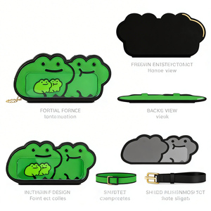 Frog Couple Ita <b>Bag</b> <b>Green</b> Crossbody Purse with Clear Window for Pin Display Cute Kawaii Animal Shaped <b>Bag</b> for Alternative - Product Image 2