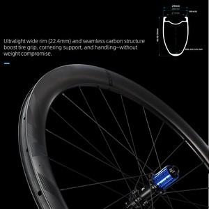 Set di Ruote in Carbonio per Bici da Strada 1180g Ultraleggere Ceramica Tubeless Clincher Freno a Disco Mozzo a Cricchetto 60T Cerchi per Bicicletta - Product Image 4