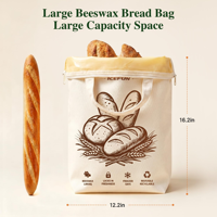 Bolsas de pan de cera de abejas personalizadas con cremallera en U de apertura ancha para pan de masa madre, reutilizables, con doble cierre de cremallera y asas