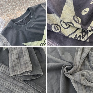 Camiseta Personalizada de Fábrica OEM, Casual, con Estampado Gráfico DTG, Lavada al Ácido, Vintage, con Efecto Desgastado por el Sol, a Cuadros, de Manga Larga, Antiarrugas y Ecológica - Product Image 3