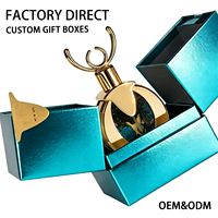 Boîte cadeau de parfum personnalisée de couleur turquoise, boîte rigide de luxe à double porte avec logo UV localisé et insert personnalisé, solution d'emballage complète