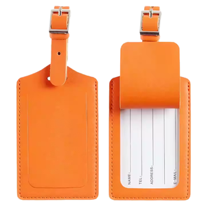 Étiquettes de bagage en cuir PU blanc à motif géométrique, personnalisables avec logo, tendance, pour la vente en gros, accessoires de voyage, étiquette de valise - Product Image 1