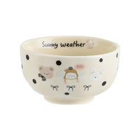 Ensemble de vaisselle en céramique à motif de dessin animé mignon, comprenant une tasse, un bol à riz et une assiette à dessert pour la maison