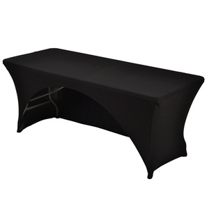 Spandex mở trở lại bảng Bìa 8 ft. được trang bị polyester căng Spandex tablecover bảng toppers Đen - Product Image 1