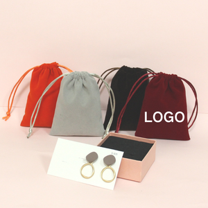 Halka takı için özel Logo kadife toz İpli hediye kesesi çanta - Product Image 4