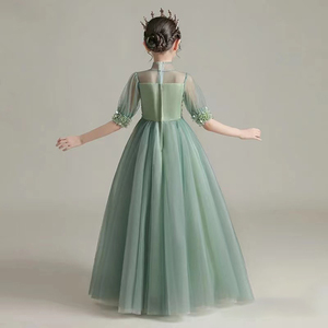 Per bambini con perline verdi qualsiasi colore Tulle pizzo una linea fiori ragazze manica lunga <span class=keywords><strong>abito</strong></span> da sposa <span class=keywords><strong>abito</strong></span> da sposa dalla cina per i bambini - Product Image 2