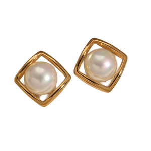 Pendientes de Perlas de Resina con Bisel de Acero Inoxidable Chapado en Oro de 18K, Estilo Retro QX para Mujer, Diseño Geométrico Irregular - Product Image 1