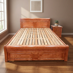 1.8m Modern Vintage Russian <b>Oak</b> Solid Wood Bed with 250-450kg Load Capacity for All Ages Soft Home Furniture for Bedroom Use - Product Image 3
