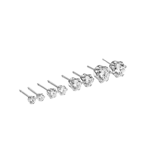 Hertiny S925 - Pendientes de Aro de Plata de Ley con Seis Puntas de Cristal en Forma de Corazón y Diamantes para Mujer y Unisex - Product Image 1