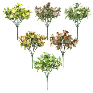 Bouquet d'orchidées Phalaenopsis artificielles réalistes en plastique jaune avec verdure, artisanat fait main, décoration classique pour la maison et le bureau - Product Image 1